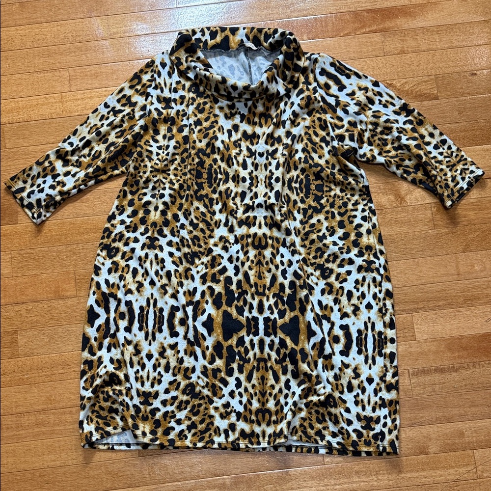 Leopard Print Cowl Neck Dress in great condition